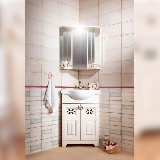 Тумба под раковину Бриклаер Кантри 4627125413704 угловая 60 см бежевый дуб прованс